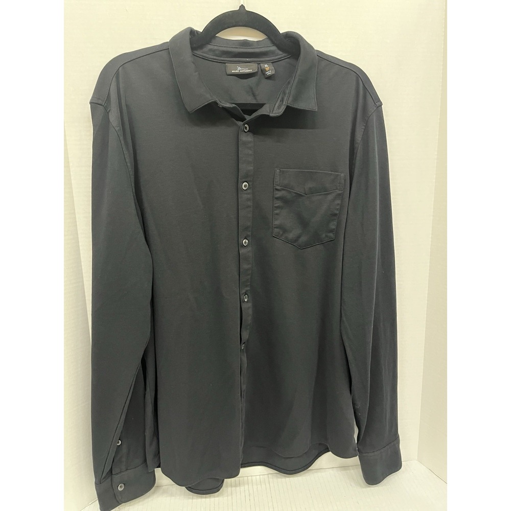 Marc Anthony Men's Dress Shirt XL‎ Black Slim Fit Long Sleeve